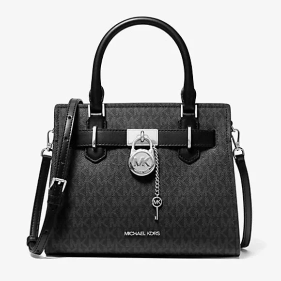 Michael Kors Hamilton Small Signature Logo Satchel Crossbody Bag
Black /Silver - Picture 1 of 16
